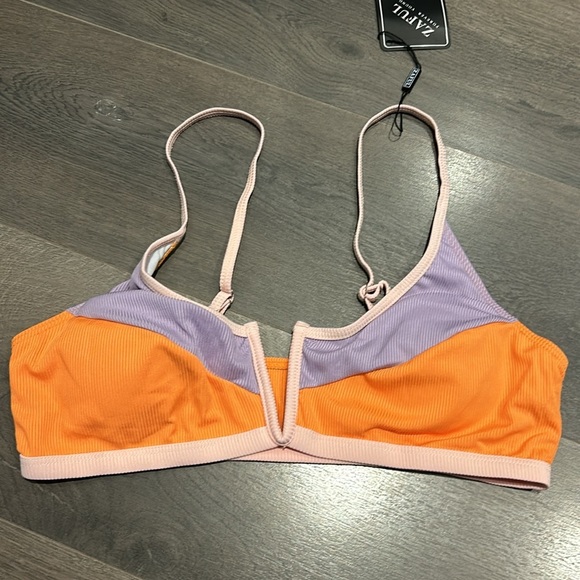 ZAFUL Ribbed Colorblock V Wired High Leg Bikini Swimwear women size 8-10 - Picture 7 of 12